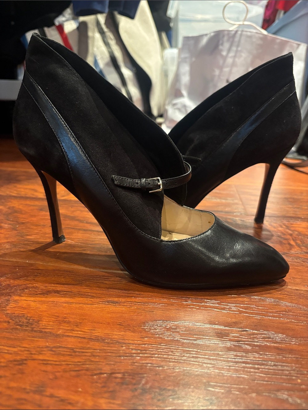 Nine West- Leather & Suede Mary Jane Stiletto Pumps